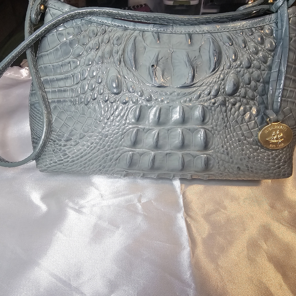 Elegant Blue Crocodile-Embossed Women's Bag